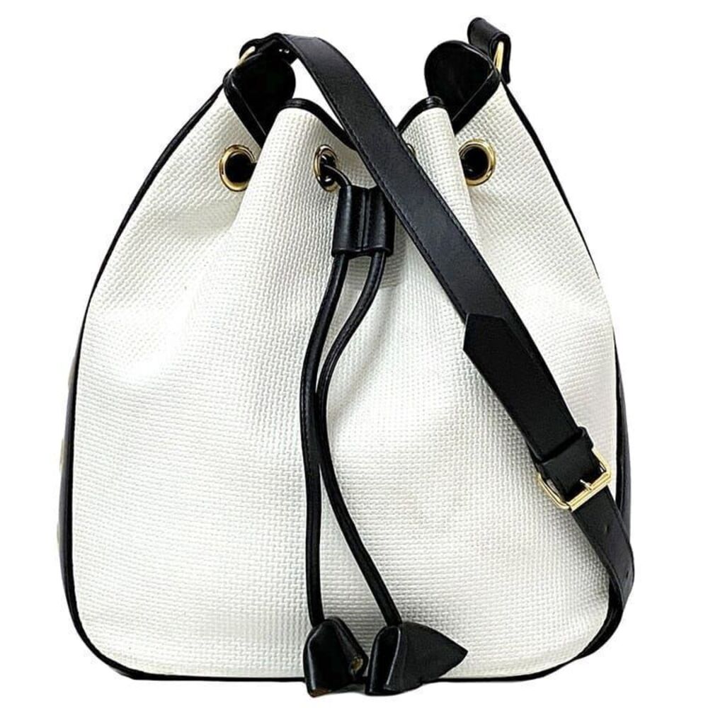 Saint Laurent Yves drawstring shoulder bag White Navy Blue Leather Crossbody